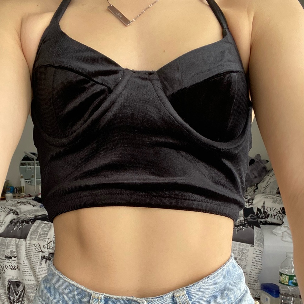 black velvet bustier top